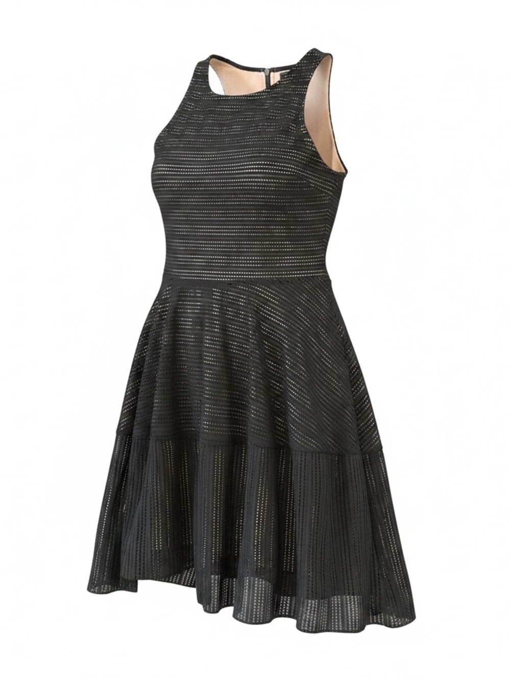 BCBGMaxAzria Black Mini Dress with nude underlay. Size M